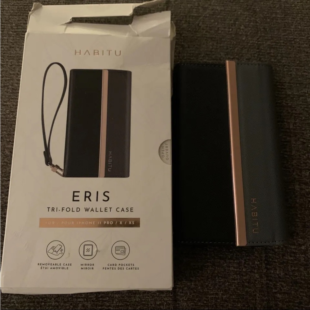 Habitu Eris Tri-fold Wallet Case For IPhone 11 Pro / X / XS NEW! NO WRIST STRAP
